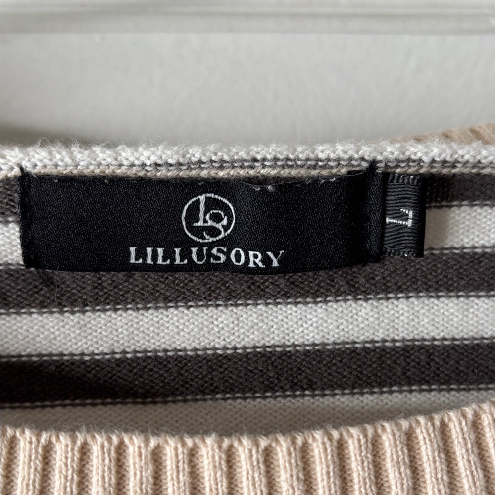 Striped Black & Cream Knit Sweater with Chest Pocket - Picture 5 of 10